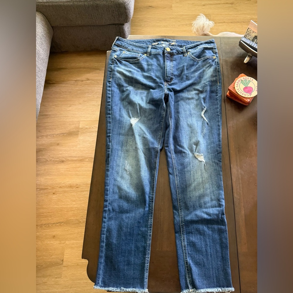 EUC like new Seven7 Weekend Slim Fit medium dark destructed jean